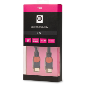 CABLE HDMI 1.4 M/M 3M FICHES OR