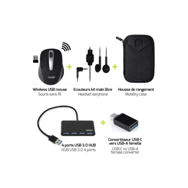 PORT MOBILITY PACK SOURIS/OREILLETTES/HUB 4XUSB3.0/ADAPT – Image 3
